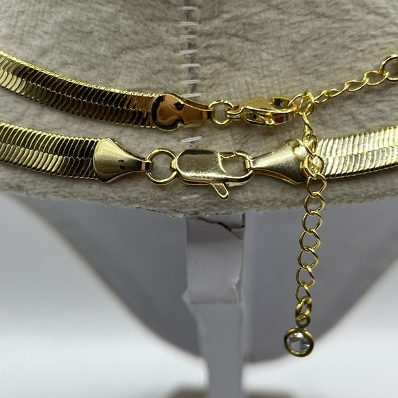 Herringbone Set 2 Necklaces Gold Tone 12” and 20” Necklaces Bold and Bold - Picture 4 of 11